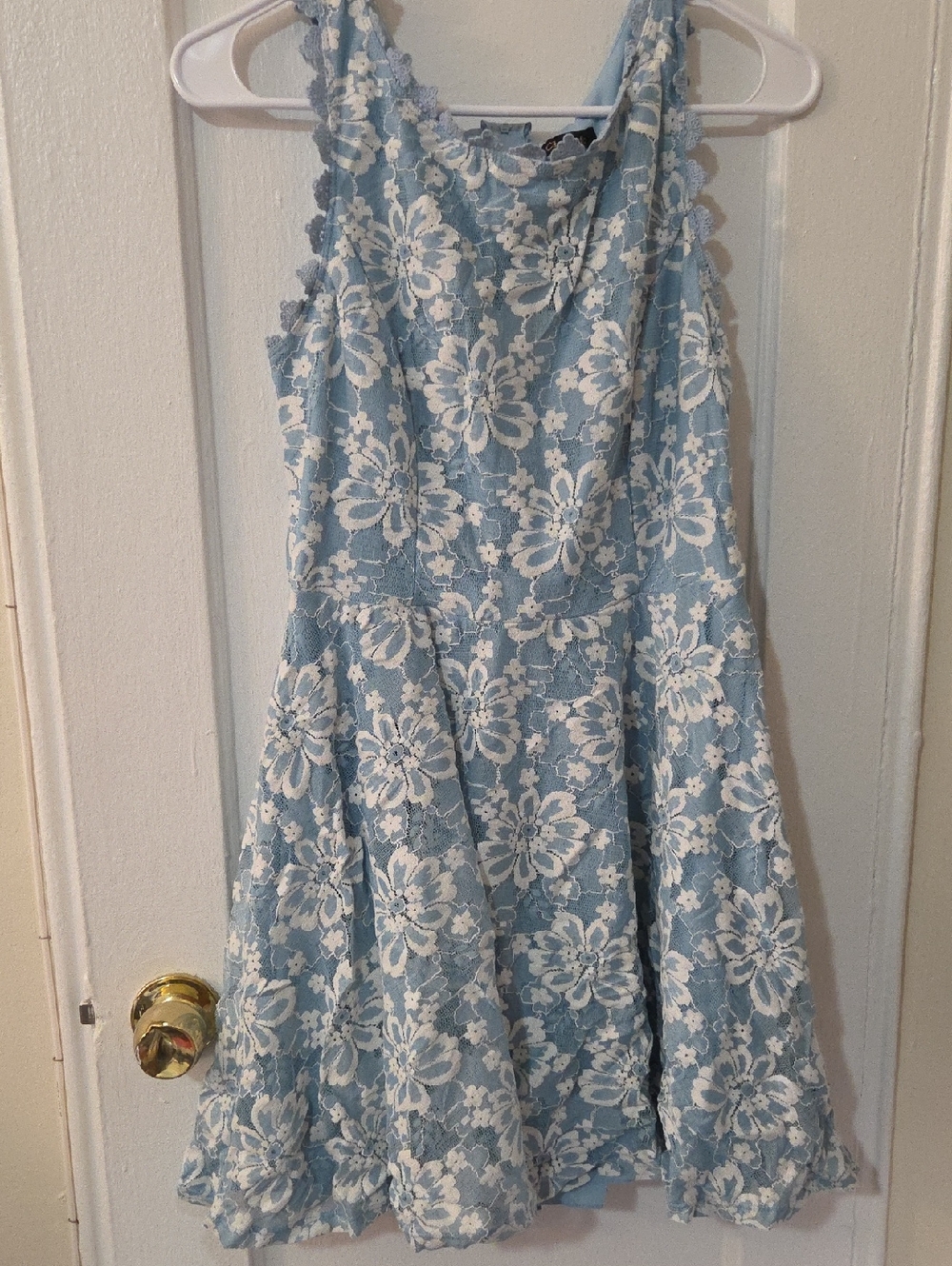 City Studio Light Blue Lace Mini Dress with Blue Lining Size 11